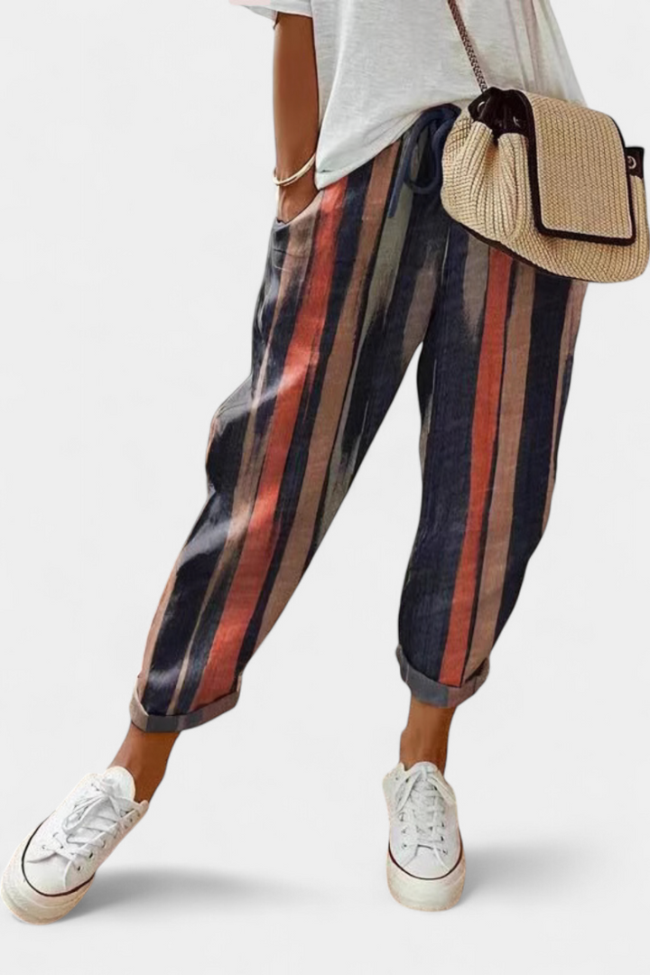 Mely | Volné lněné kalhoty s uvolněným střihem a moderním stylem