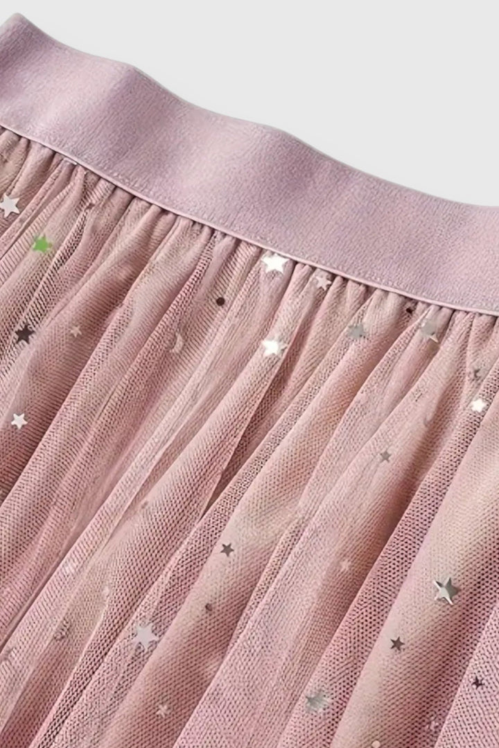 Colette | Alba sukně | Lesklé perličky s frézovaným lemem a vysokým pasem