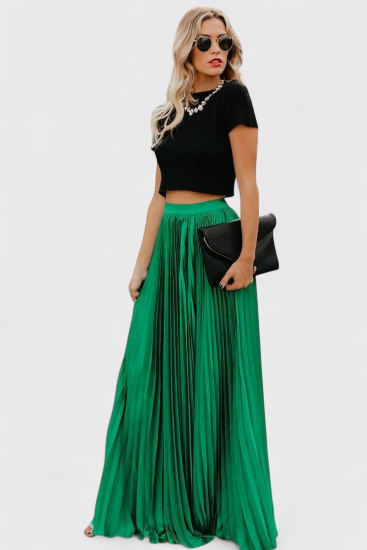 Mila | Dlouhá plisovaná sukně s vysokým pasem