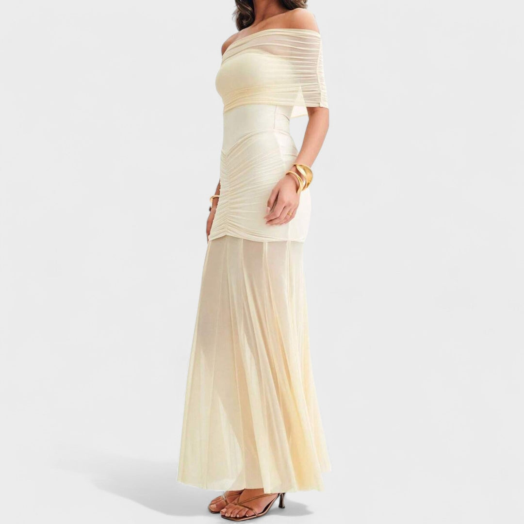 Vittoria | Šaty z pletené látky s odhalenými rameny