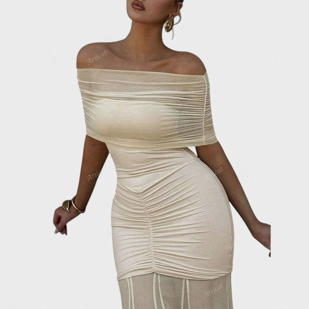 Vittoria | Šaty z pletené látky s odhalenými rameny