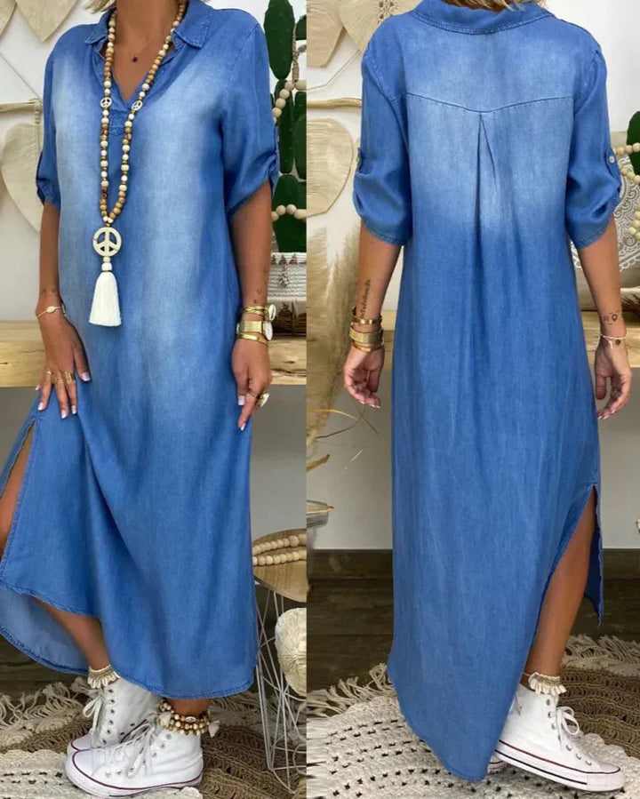 Ibiza | Maxi džínová šaty s moderními akcenty