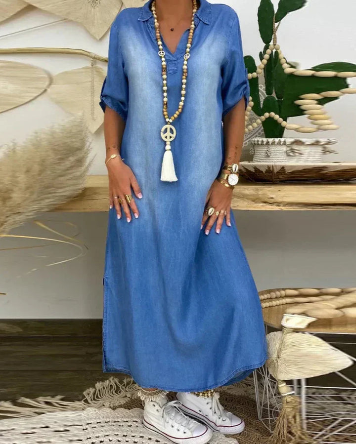 Ibiza | Maxi džínová šaty s moderními akcenty