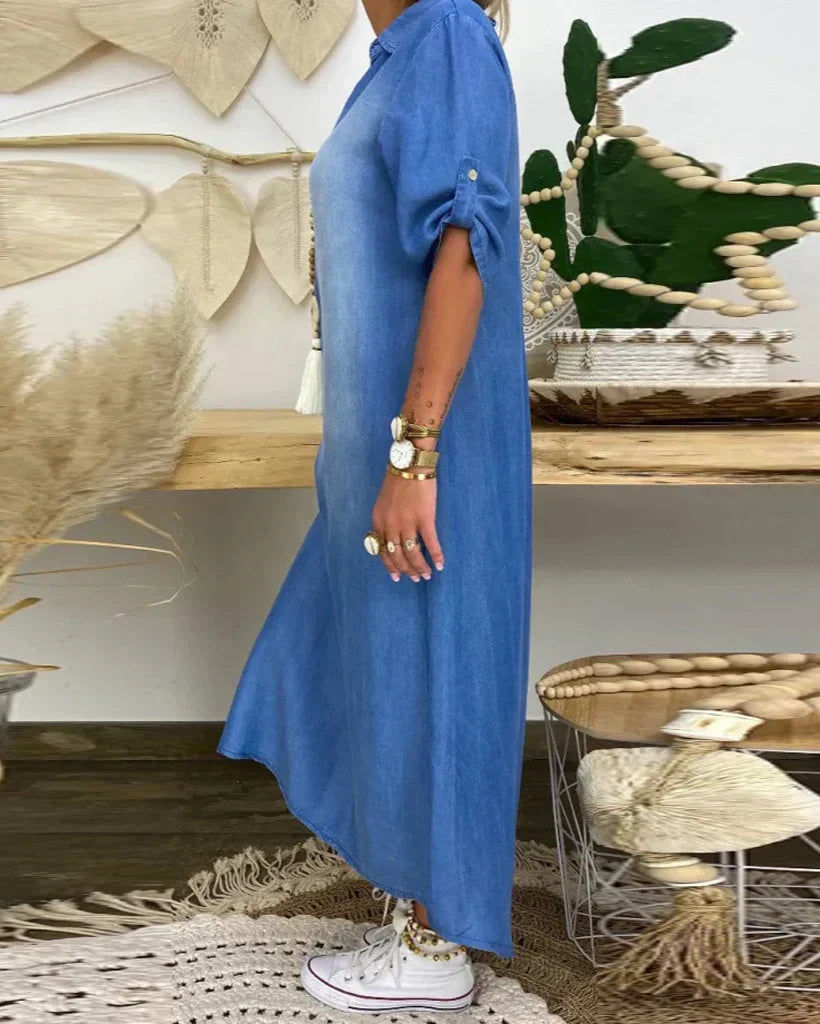 Ibiza | Maxi džínová šaty s moderními akcenty