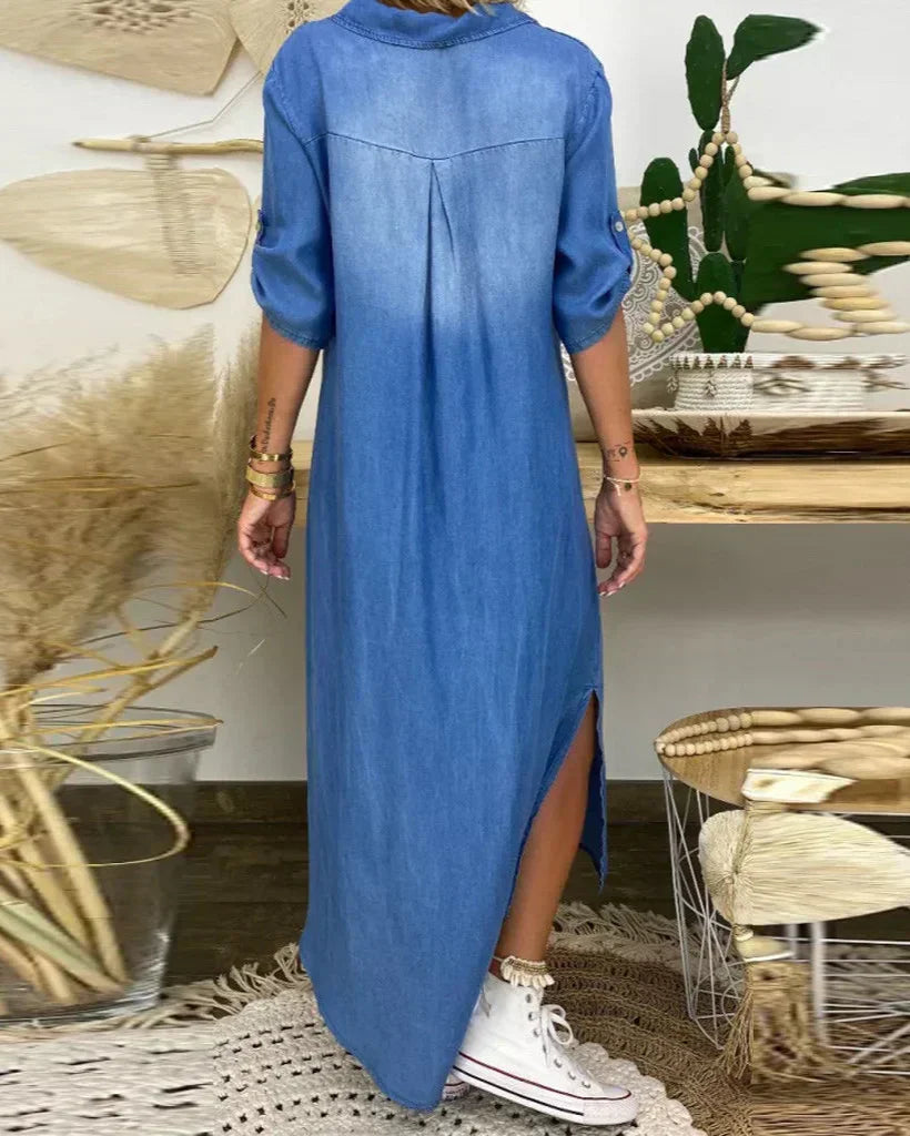 Ibiza | Maxi džínová šaty s moderními akcenty