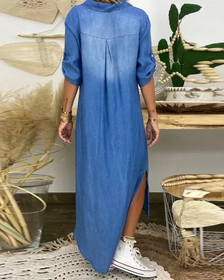 Ibiza | Maxi džínová šaty s moderními akcenty