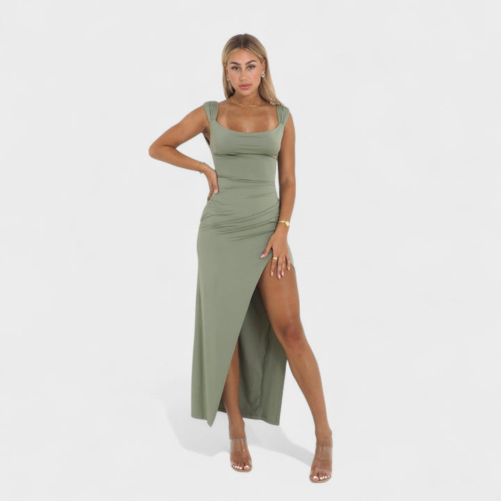 Sarella - Dlouhé šaty s odhaleným zadním dílem a mašlí