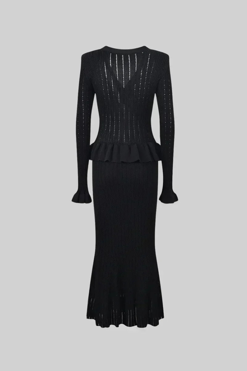 Prudence | Sada pletených midi šatů s knoflíky