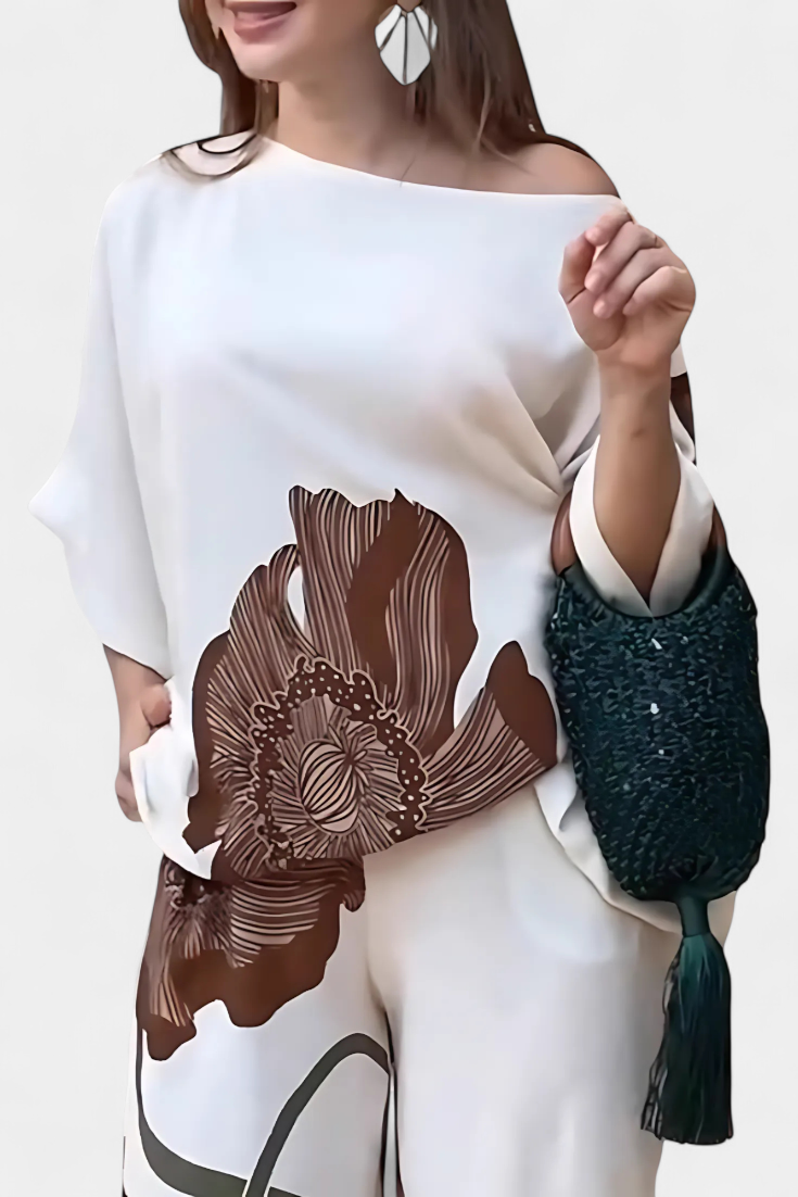 Sybella | Sada květinového kompletu s odhalenými rameny a rovnými kalhotami