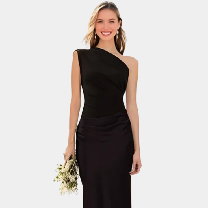 Aleida | Saténové Maxi Šaty na Jedno Rameno