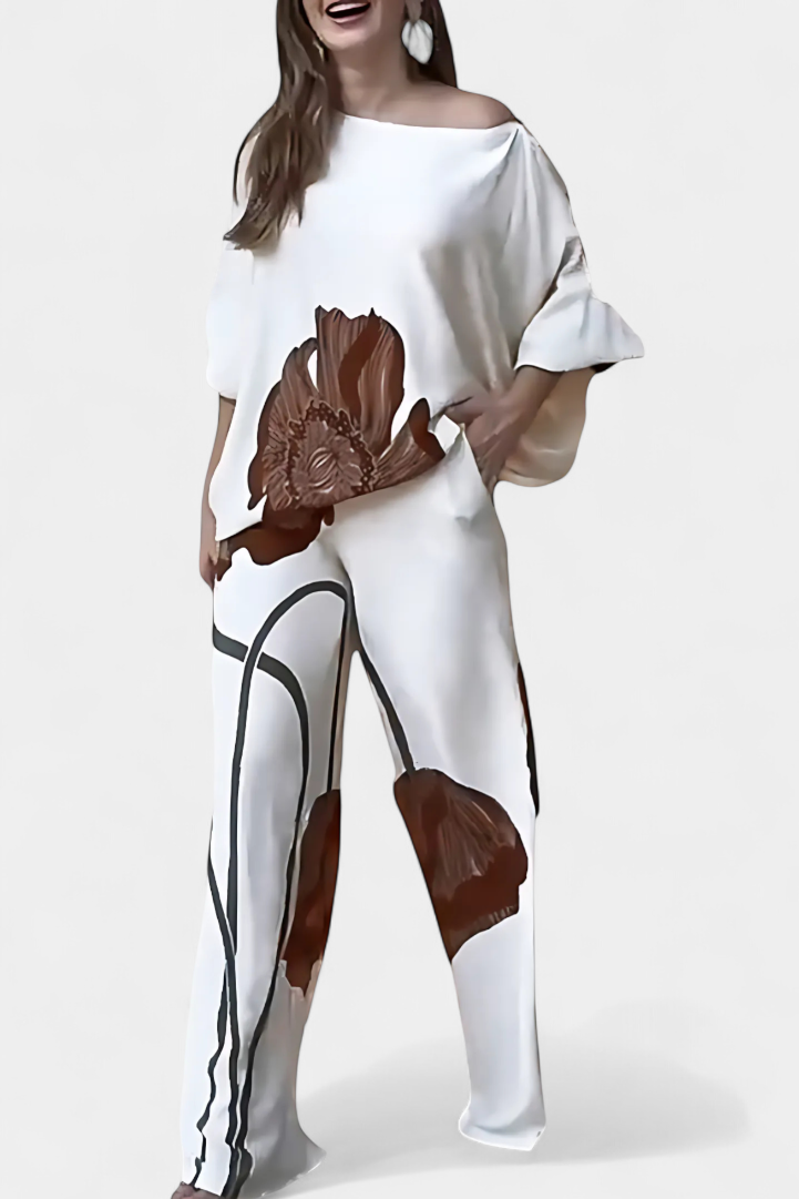 Sybella | Sada květinového kompletu s odhalenými rameny a rovnými kalhotami