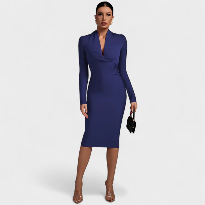 Samara | Dlouhé Rukávy Šaty s V Výstřihem