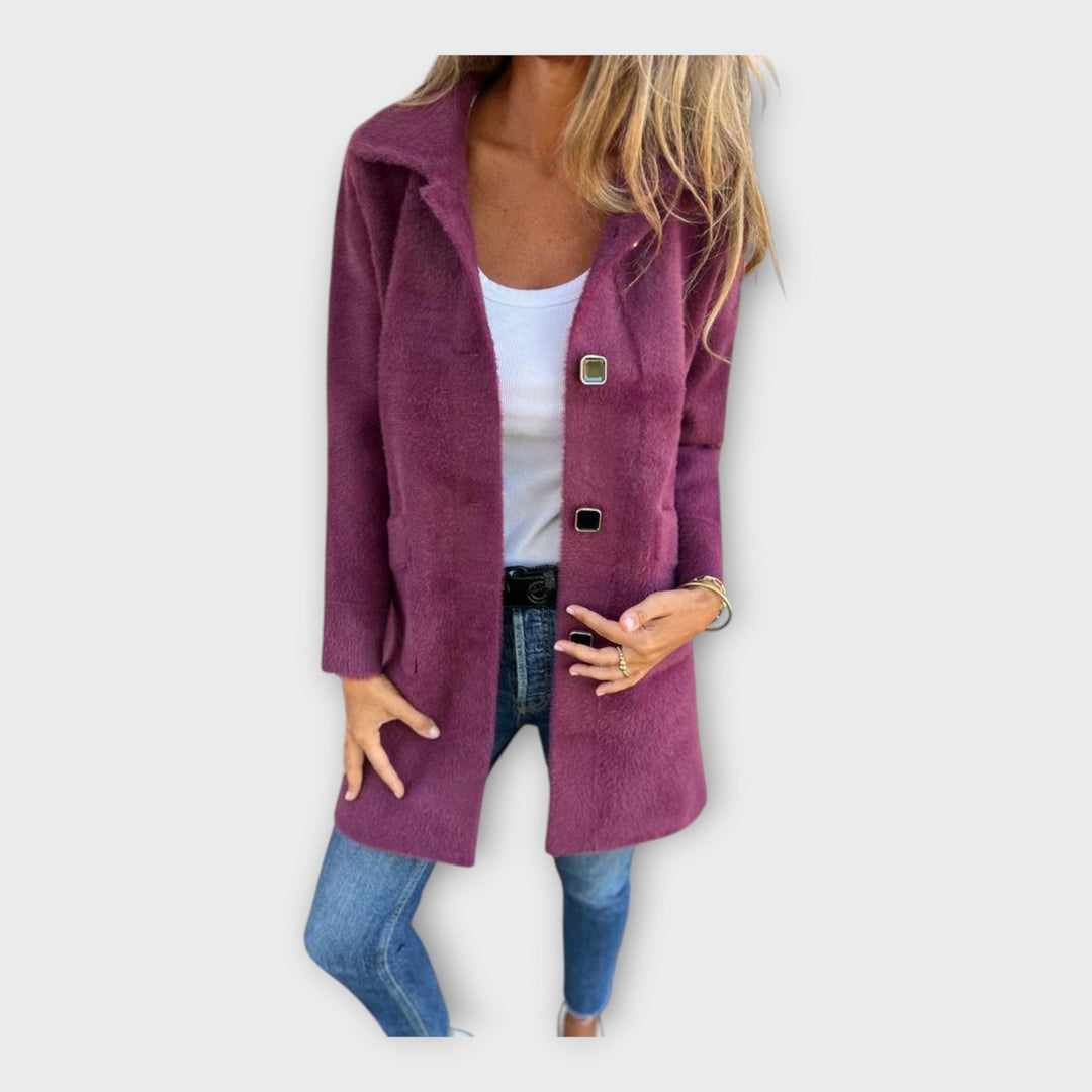 Elegantní vlněný kabát s zapínáním