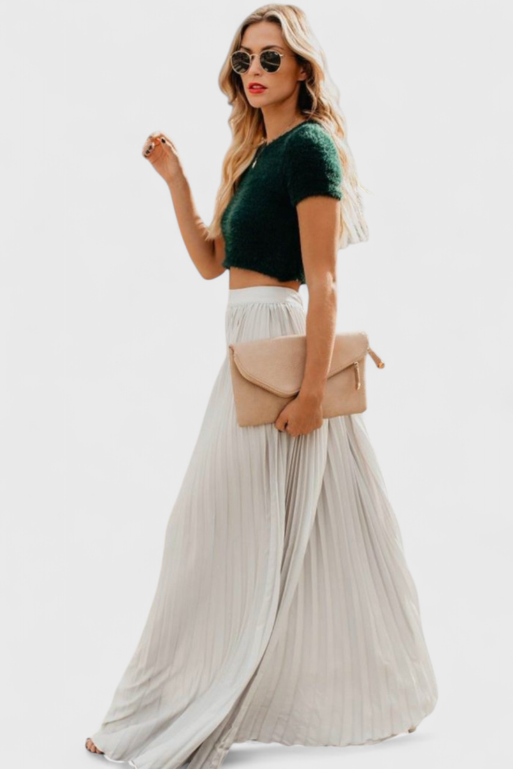 Mila | Dlouhá plisovaná sukně s vysokým pasem