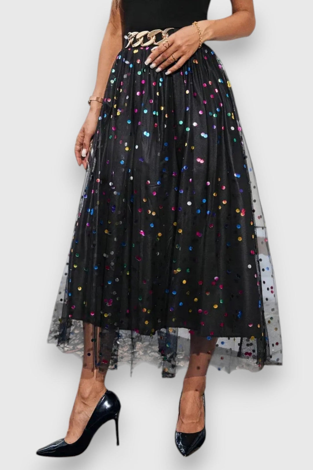 Claire | Barevná Puntíkovaná Sukně