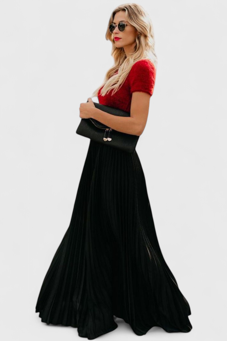 Mila | Dlouhá plisovaná sukně s vysokým pasem