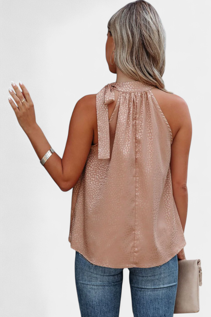 Adela | Leopardo top s vysokým límcem a mašlí