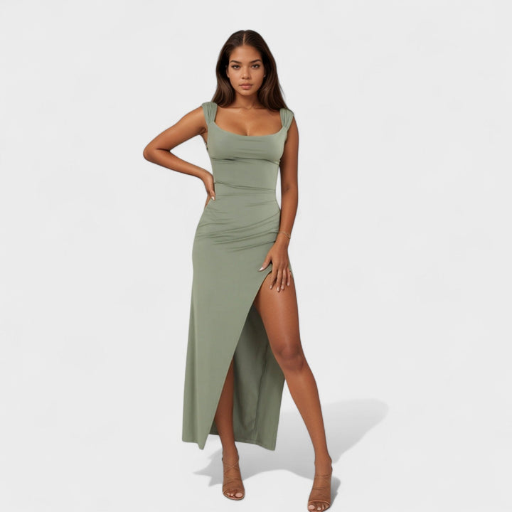 Sarella - Dlouhé šaty s odhaleným zadním dílem a mašlí