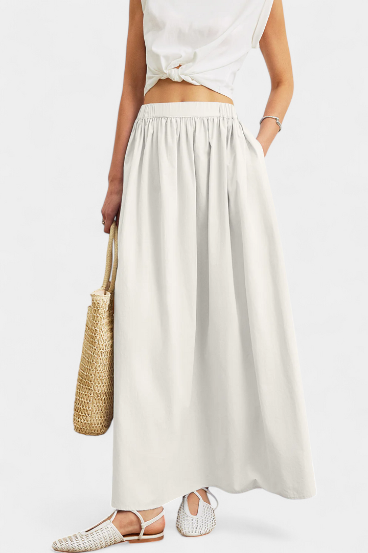 Yora | A-liniové bavlněné sukně s elastickým pasem a kapsami