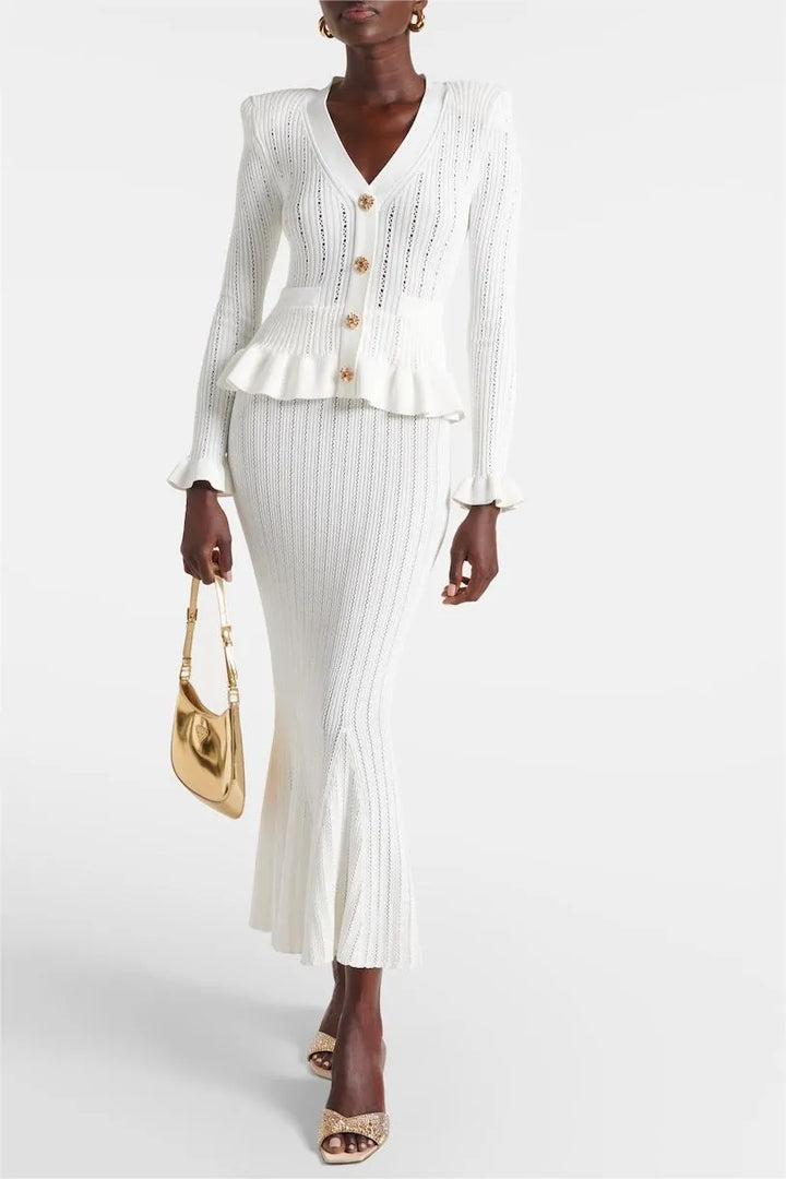 Prudence | Sada pletených midi šatů s knoflíky