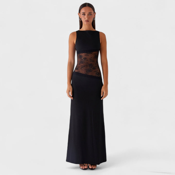 Lucinda | Dlouhá černá krajková šaty