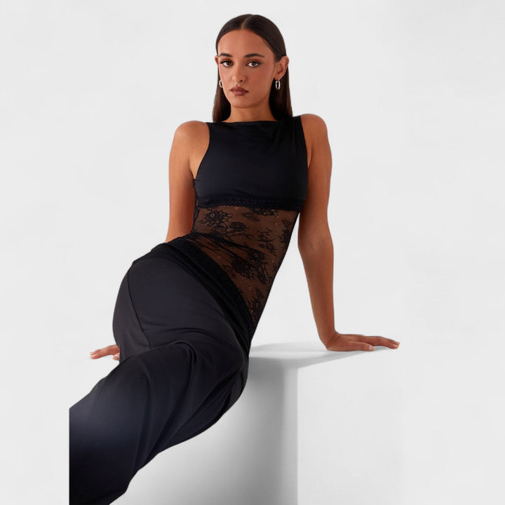 Lucinda | Dlouhá černá krajková šaty