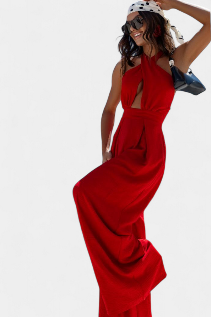 Jessica | Halter krustots kombinéza bez zad a širokými botami