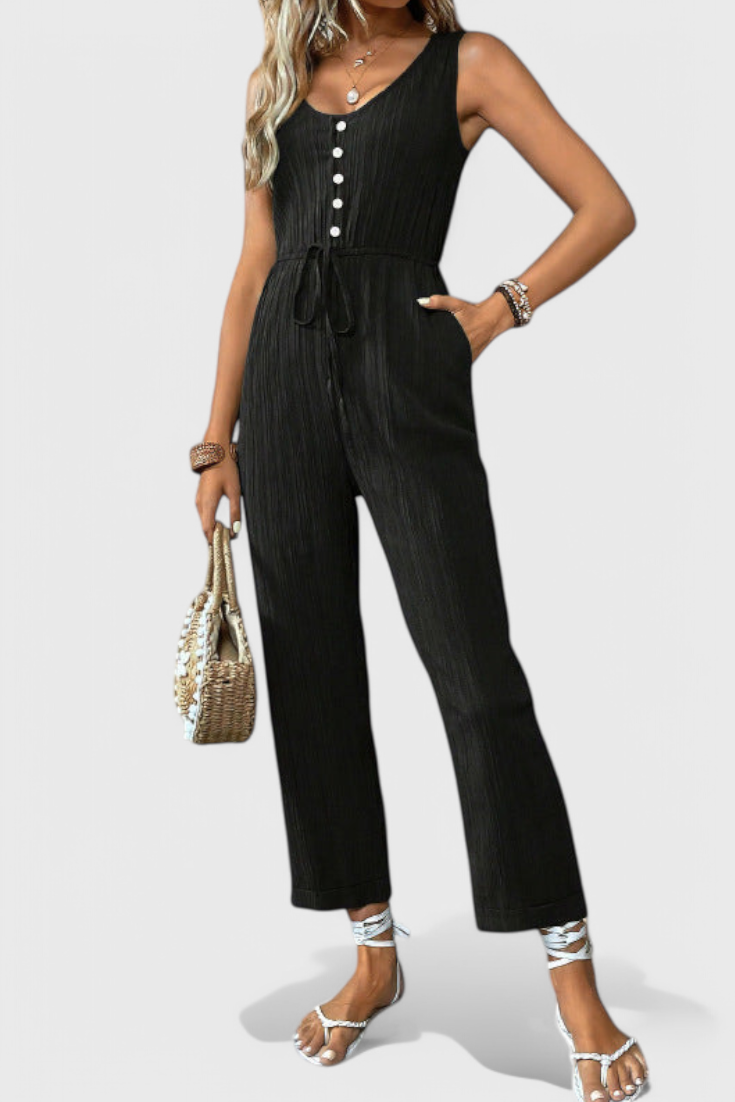 Marisela | Texturovaný overal s výstřihem do V