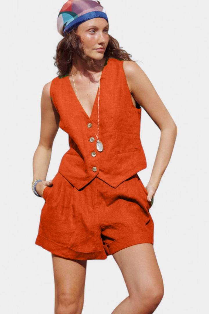 María | Lněné Sako a Šortky Set