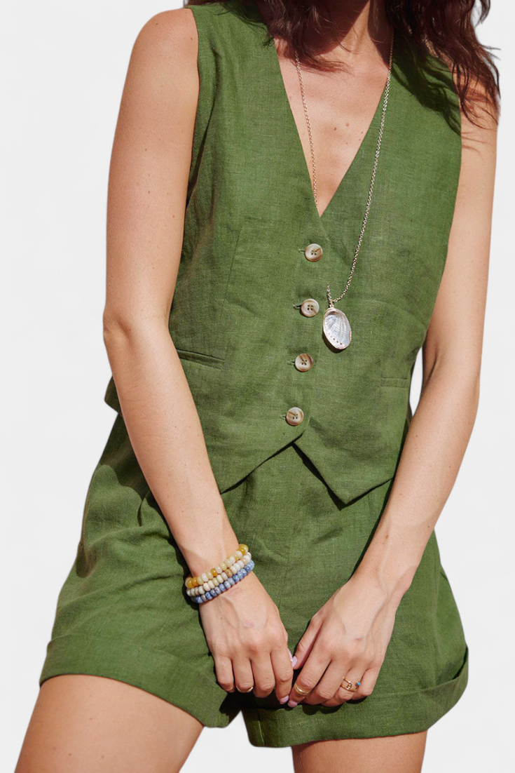 María | Lněné Sako a Šortky Set