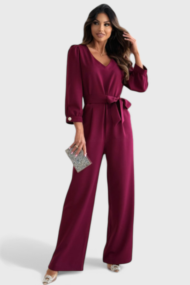 Ariane | Elegantní dámský overal s V výstřihem a páskem