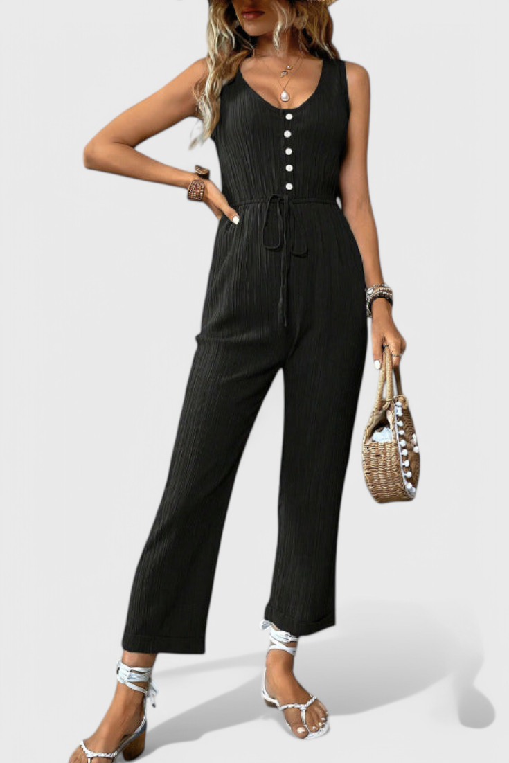 Marisela | Texturovaný overal s výstřihem do V