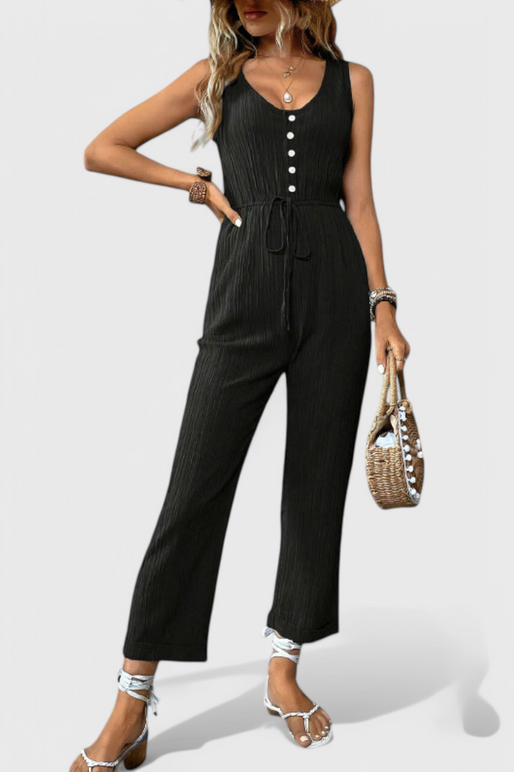 Marisela | Texturovaný overal s výstřihem do V