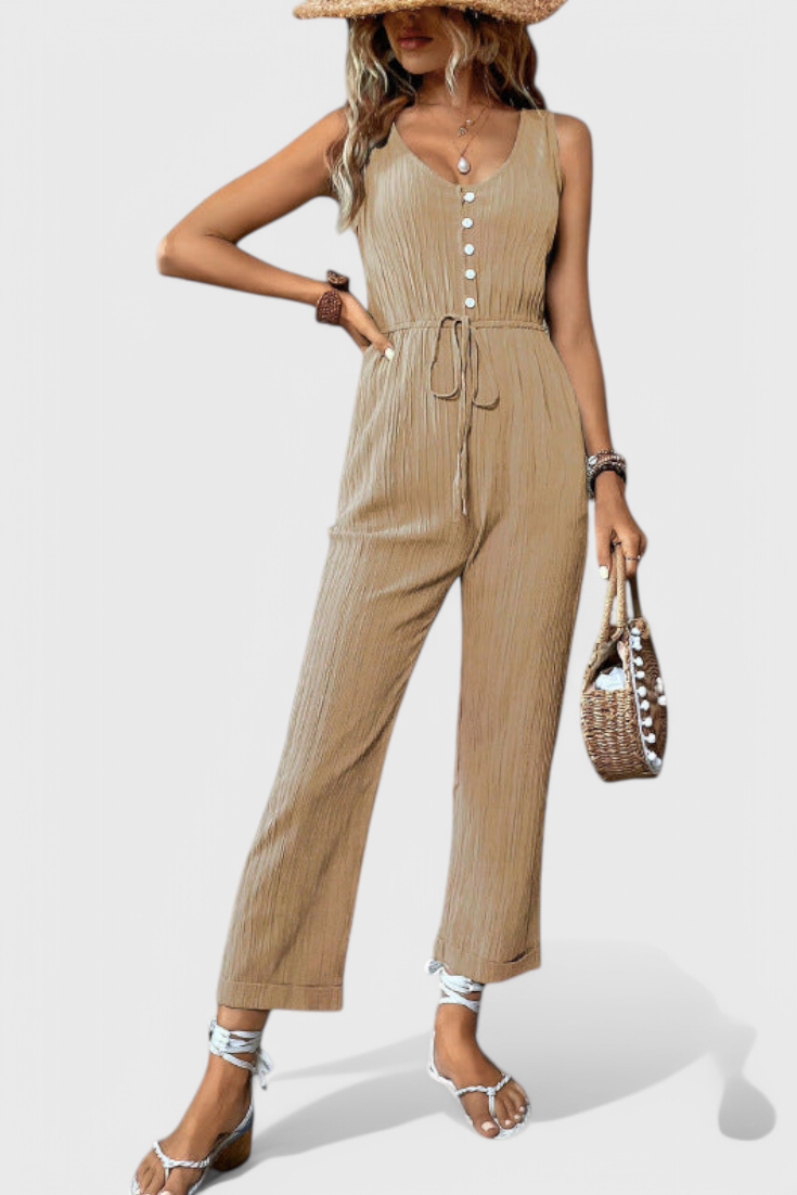 Marisela | Texturovaný overal s výstřihem do V