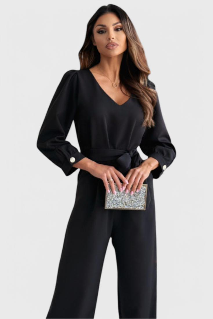 Ariane | Elegantní dámský overal s V výstřihem a páskem