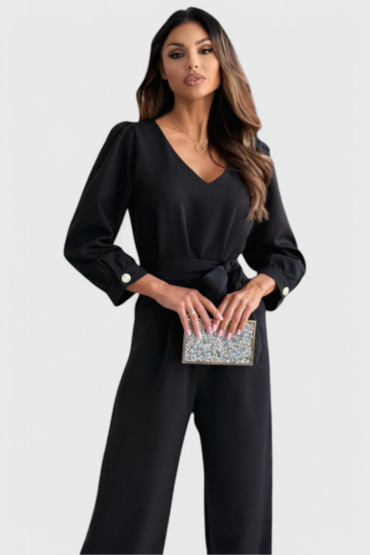 Ariane | Elegantní dámský overal s V výstřihem a páskem