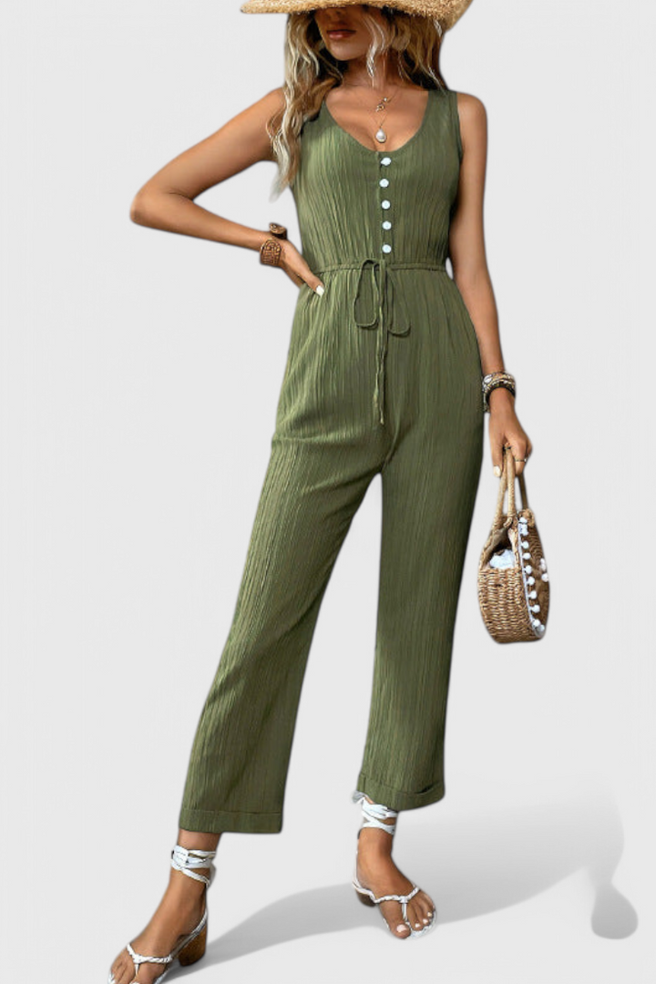 Marisela | Texturovaný overal s výstřihem do V