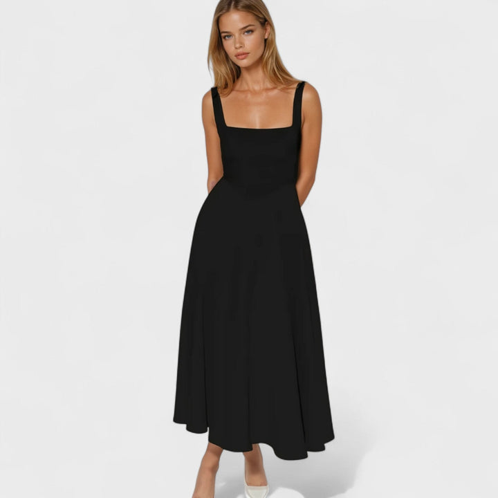 Maribel - Midi šaty s čtvercovým výstřihem