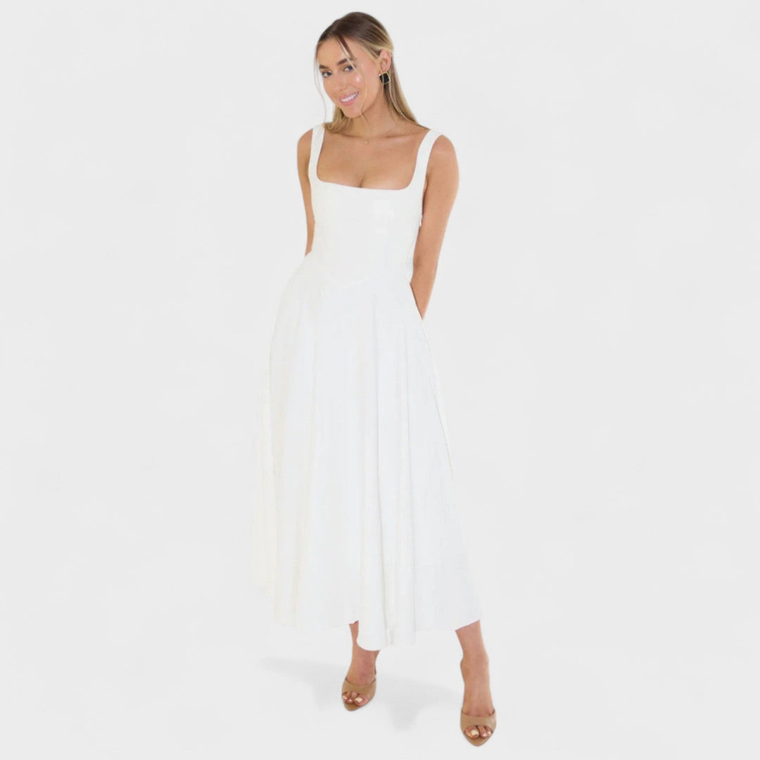 Maribel - Midi šaty s čtvercovým výstřihem