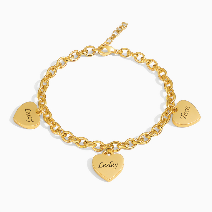 Náramek srdcí - Personalizovatelný až pro 6 srdcí