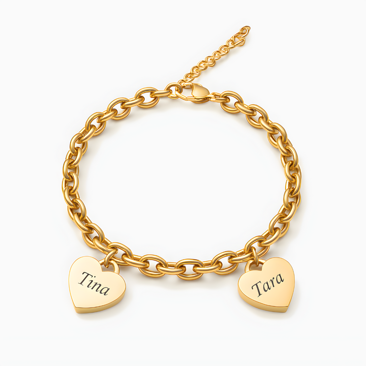 Náramek srdcí - Personalizovatelný až pro 6 srdcí