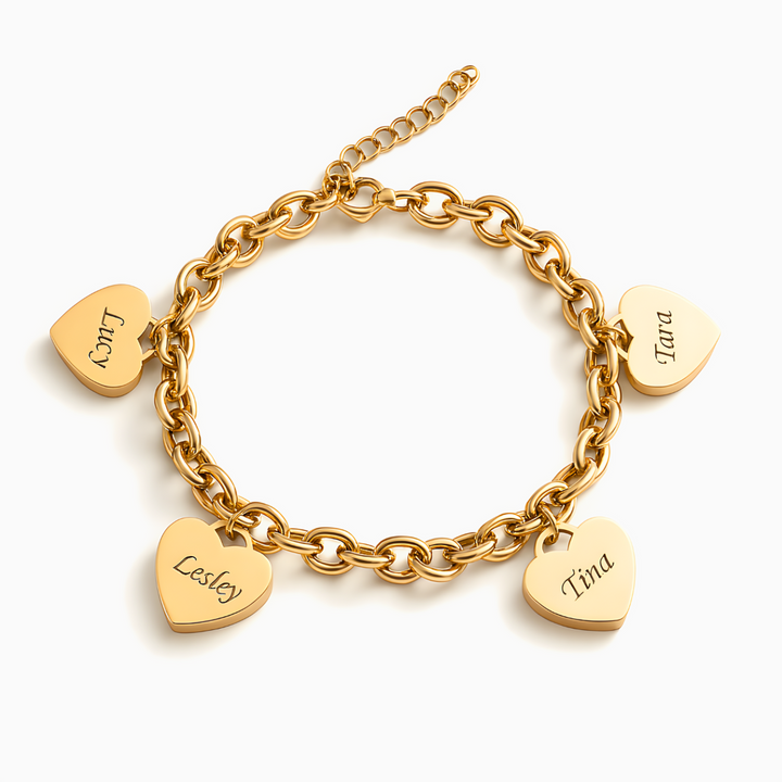 Náramek srdcí - Personalizovatelný až pro 6 srdcí