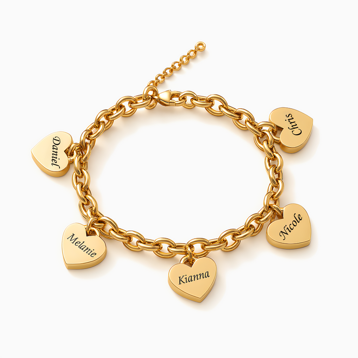 Náramek srdcí - Personalizovatelný až pro 6 srdcí