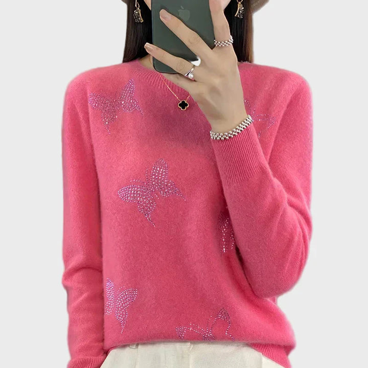 Vysoký límec pletený s designem motýlka