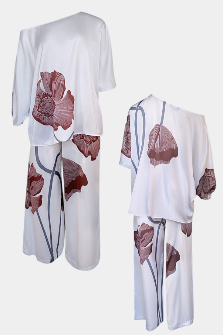 Sybella | Sada květinového kompletu s odhalenými rameny a rovnými kalhotami