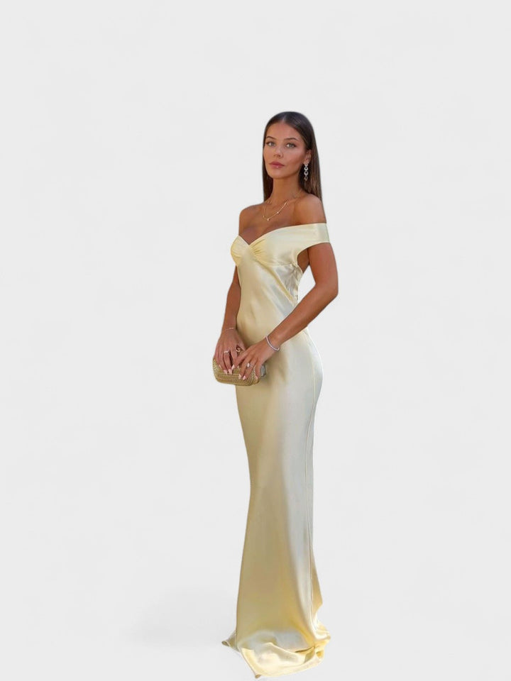 Bárbara | Dlouhá saténová šaty bez zad