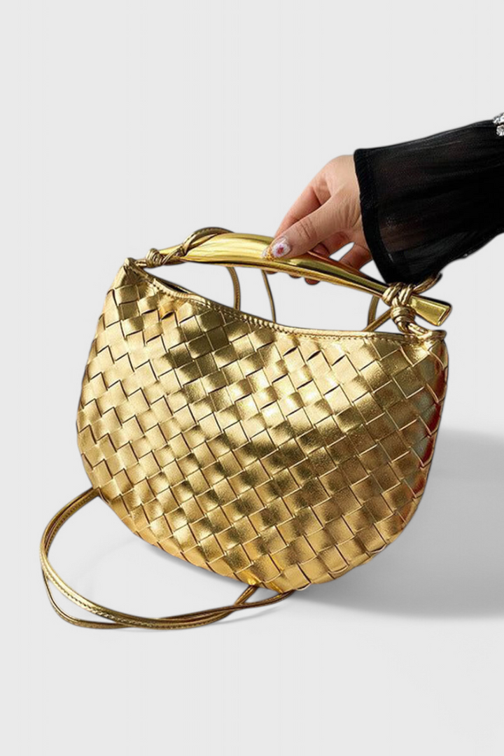Gerda Bolso Woven s Zlatými Rukojeťmi