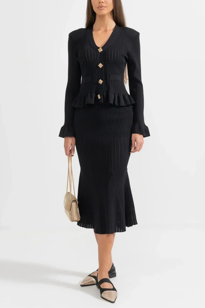 Prudence | Sada pletených midi šatů s knoflíky