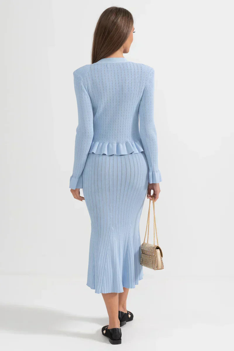 Prudence | Sada pletených midi šatů s knoflíky