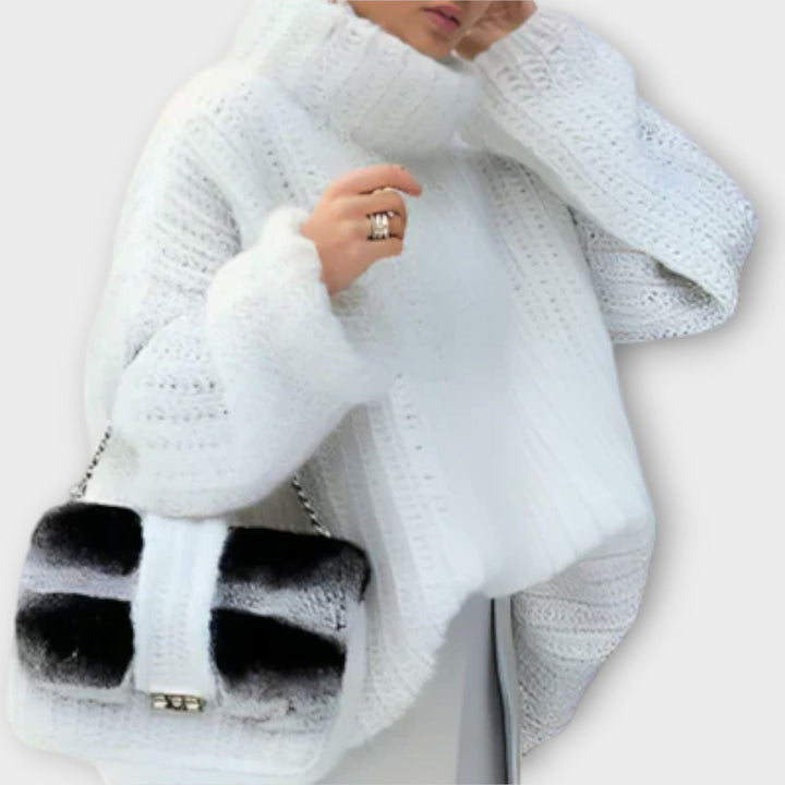 Paulina - Dámský měkký svetr s kapucí a dlouhými rukávy